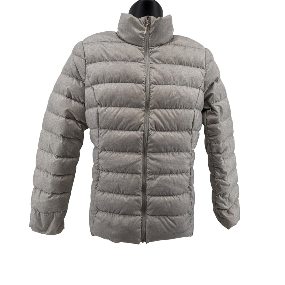 Eddie Bauer EB650 Down Puffer Jacket Women's Medium Gray Silver Featherweight